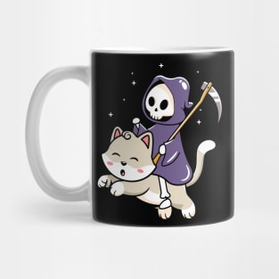 Grim Reaper Riding on a Cat Mug